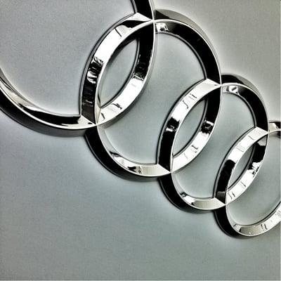 Audi logo by the showroom at Keyes Audi