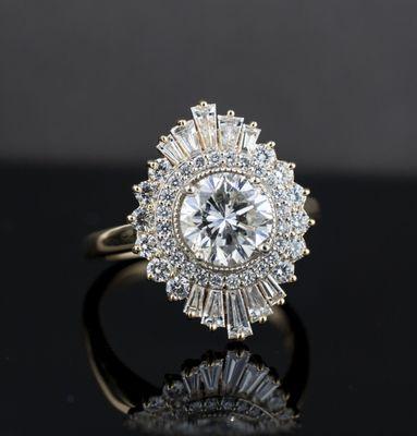 Art Deco Inspired Diamond Engagement Ring. Designed by Abby Sparks Jewelry.