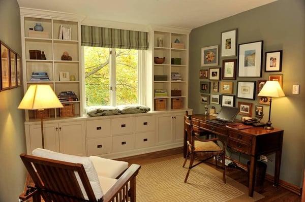 Create a highly functional home office that can double as a family-friendly area. Conceal electronics and files from view.