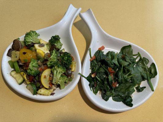 Fresh Veg of the Day & Sautéed Spinach