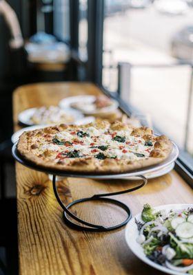 Spinach and Ricotta Pizza and a view