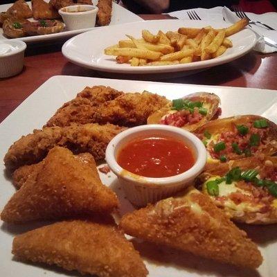 Combo Appetizer: Chicken tenders, loaded potato skins, & cheese wedges