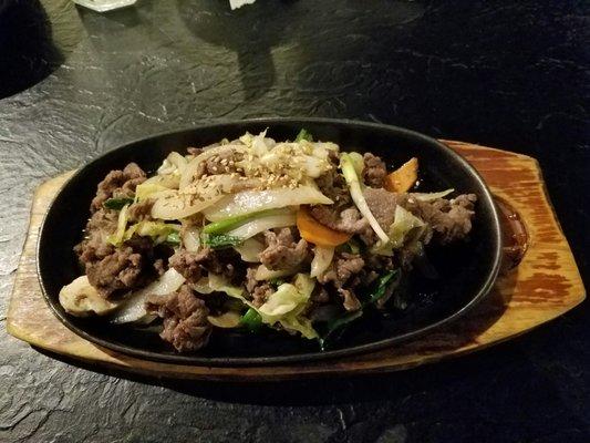 Thinly sliced beef entree dish