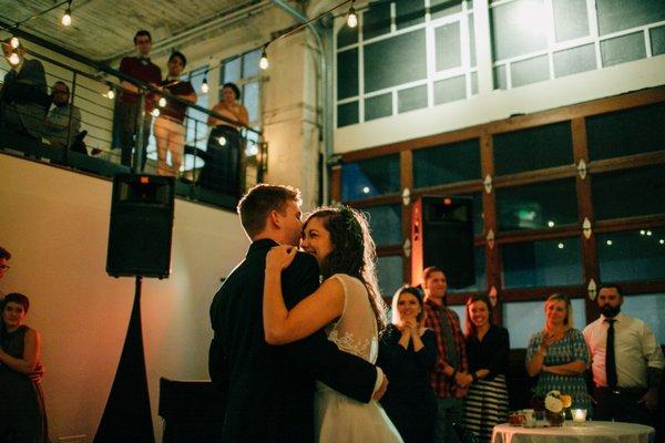 First Dance- DJ booth hidden behind us. (photo cred: Mary Kalhor)