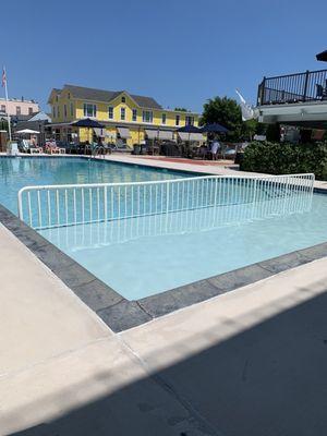 This is the pool with the street mall showing at the end.