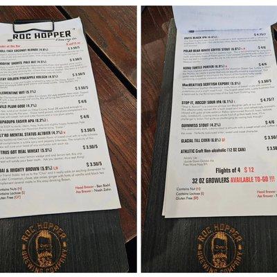 Beer menu