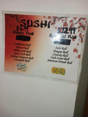 Sushi menu