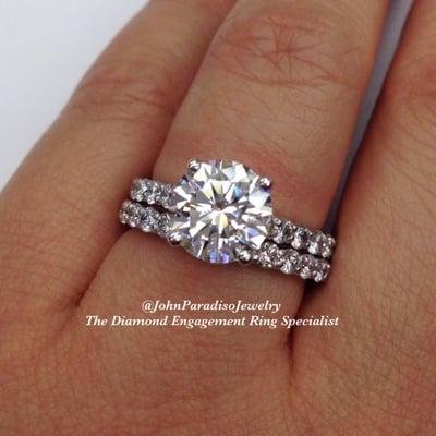 We specialize in diamond engagement rings.  We also specialize in wedding bands. Follow us on Instagram: John Paradiso Jewelry.