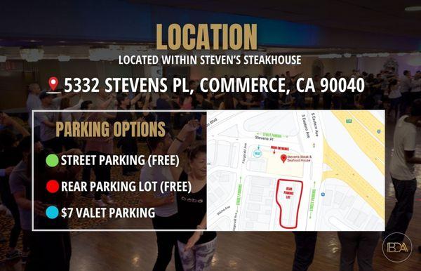 Take a peek at our business location - your go-to spot for Bachata Dance Lessons. Find us easily with a handy map for stress-free parking