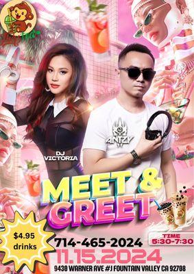 Meet and greet event with DJ and socialize