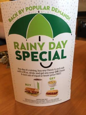 Limited time only, great deal for rainy days !