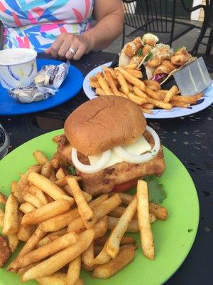 Fish sandwich and tacos