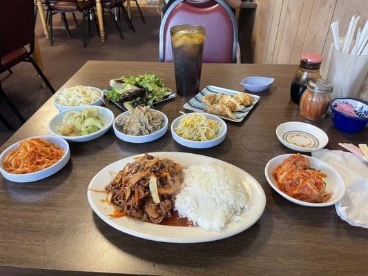 Beef Bulgogi with all the sides.