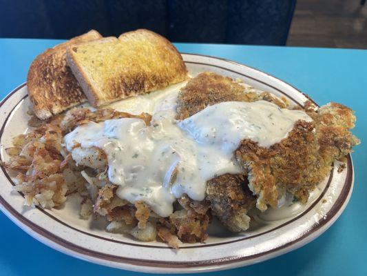 Chicken Fried Steak with all the fixings! HUGE portion and homemade