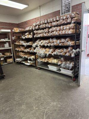 Bakery display shelving,if gate is closed,call to have them open it for you.