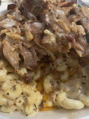 Greasy, but good. Smoked Pork Belly Mac n Cheese