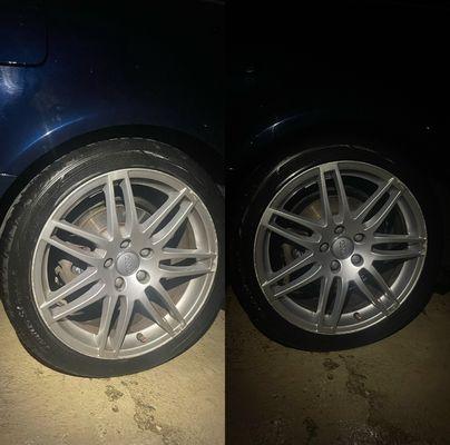 Before and after Tire wash on a Ultimate Package