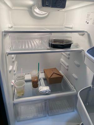 Food left in refrigerator from previous guest = this apartment was not fully cleaned