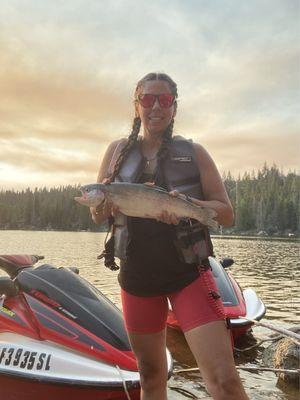 The catch of the day, thanks to the young man at Shaver Sports, helping me with his tips and knowledge of fishing gear and the lake.