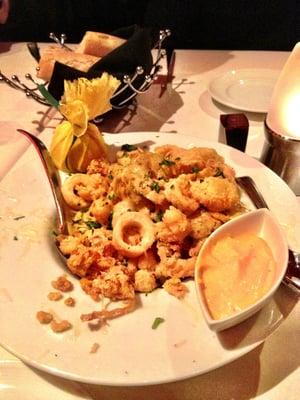 Calamari and artichoke  with remoulade sauce. Yum.