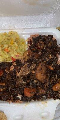 Oxtails Rice and Peas Cabbage