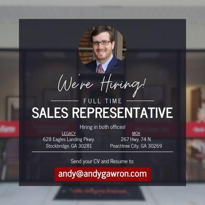 Looking for an exciting new opportunity? We're hiring full-time Sales Representatives for both our Legacy and MOA offices!...