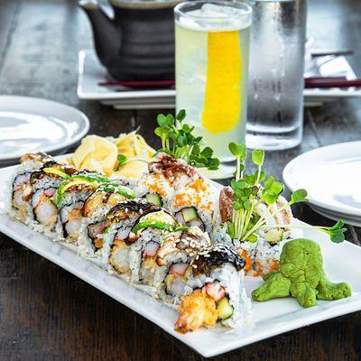 Dragon Roll, Spider Roll & High Time Signature Cocktail