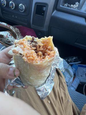 Halfway through the burrito, still all rice