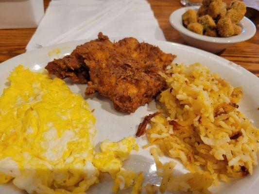 Grandpa's meal with an extra side of fried okra.