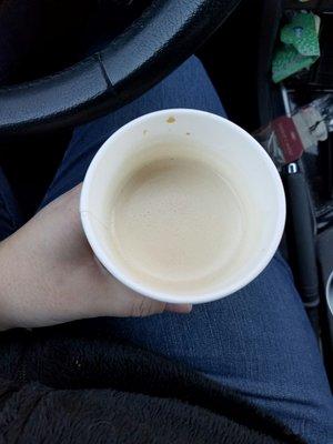 2/3 full macchiato, as purchased.  Nope, hadn't even had a sip yet!