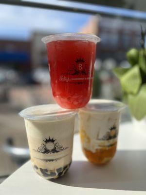 Strawberry Guava (top), Cheese mousse green tea (left), mango (right)