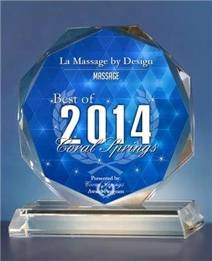 La Massage by Design has been selected for the 2014 Best of Coral Springs Awards for Massage.