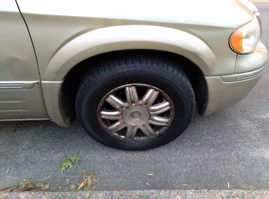 This is the very same tire,after it was repaired by my personal mechanic back home.Proof of the lie the Park Manor Automotive told.