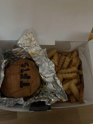 L.A burger and CRINKLE FRIES WITH CHEESE