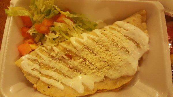 Chicken quesadilla.