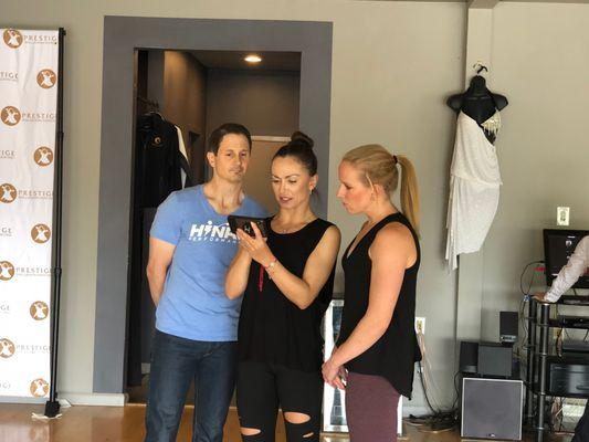 Our dancer/gymnast couple learning a new lift with Karina Smirnoff