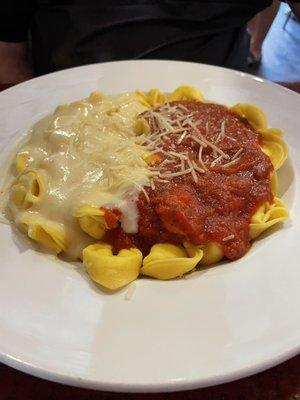 Cheese Tortellini with both sauces (marinara and Alfredo)