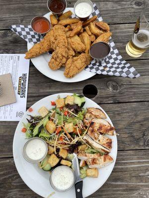 Chicken Tenders and Salad with grilled chicken & ranch