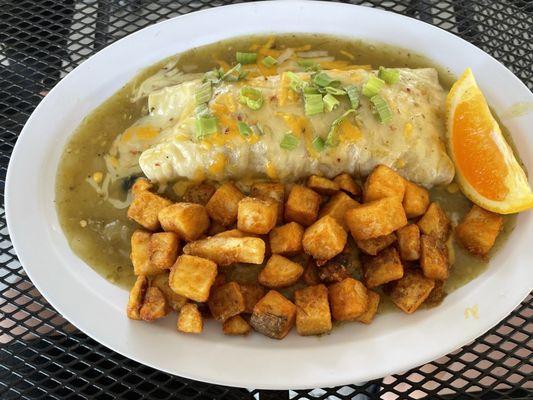 Green Chili Burrito with Homefries