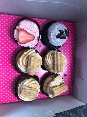 Cookies-n-Cream, Strawberry Cupcake, and churro (flavor of the week)