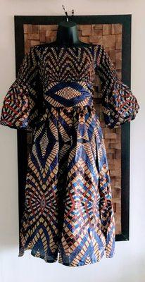 Basel Abstract Ankara Print Ruched Dress