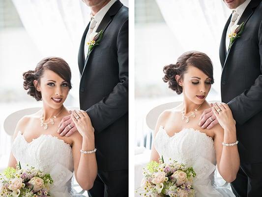 Gorgeous bride with groom by Sharyn Scully, A Touch of Color Makeup Artistry in Shelton, CT