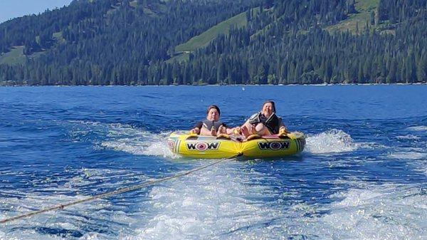 Mom and Nicholas enjoying the tubing