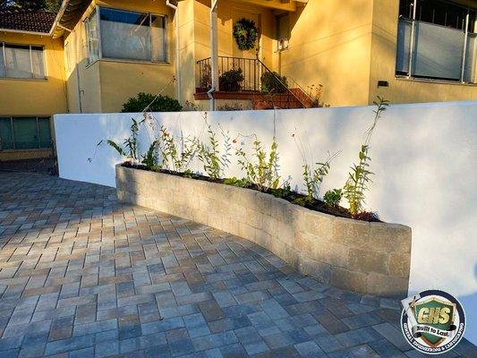 Wall and paver patio