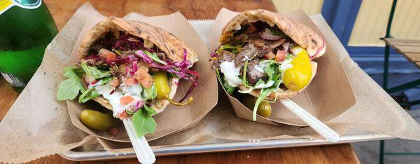 Lamb and beef shwarma sandwiches.