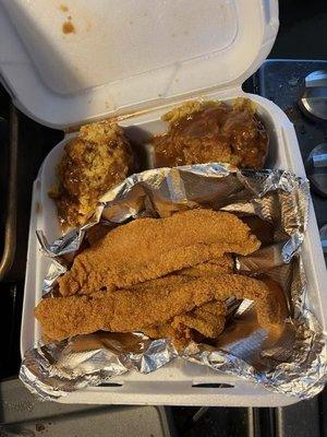 This was the catfish (swai) and the dressing with gravy.