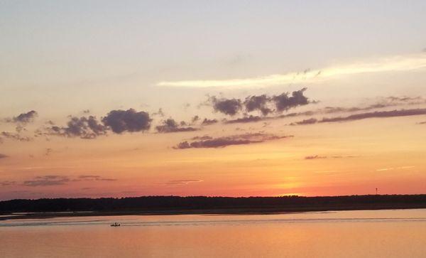 Sunset view from our rental house on the North River