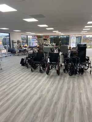 Wheelchairs, patient lifts, beds, lift chairs, all there to try!