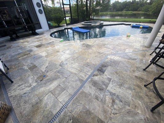 Travertine pool deck