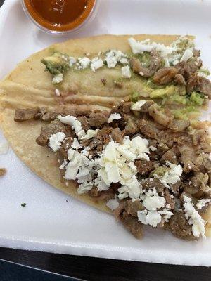 Fajita machete with beans & guac